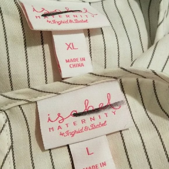 😻 4/$25 Isabel Maternity Pinstriped Topo with Lace Bodice NWOT L - Picture 6 of 9